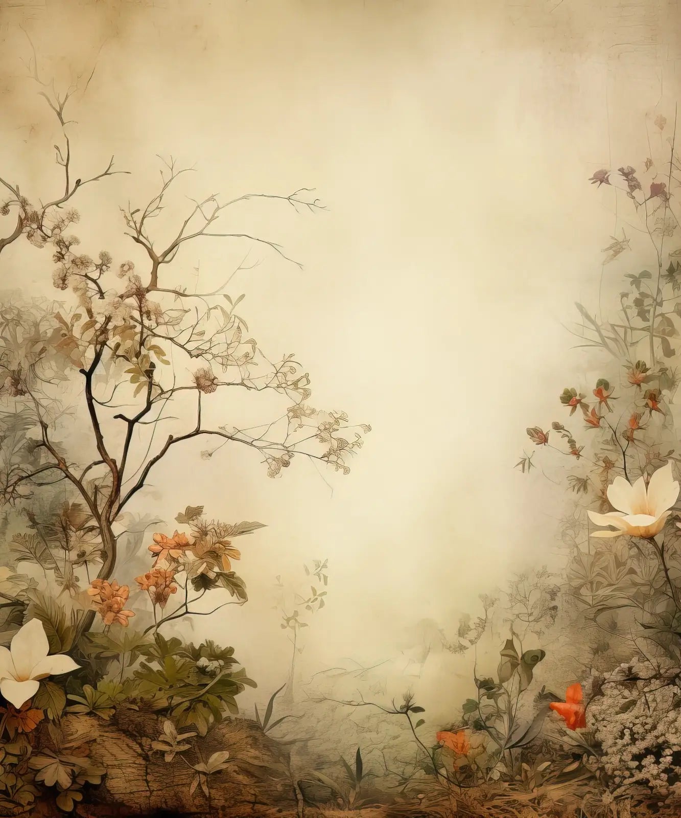 Beige Vintage Floral