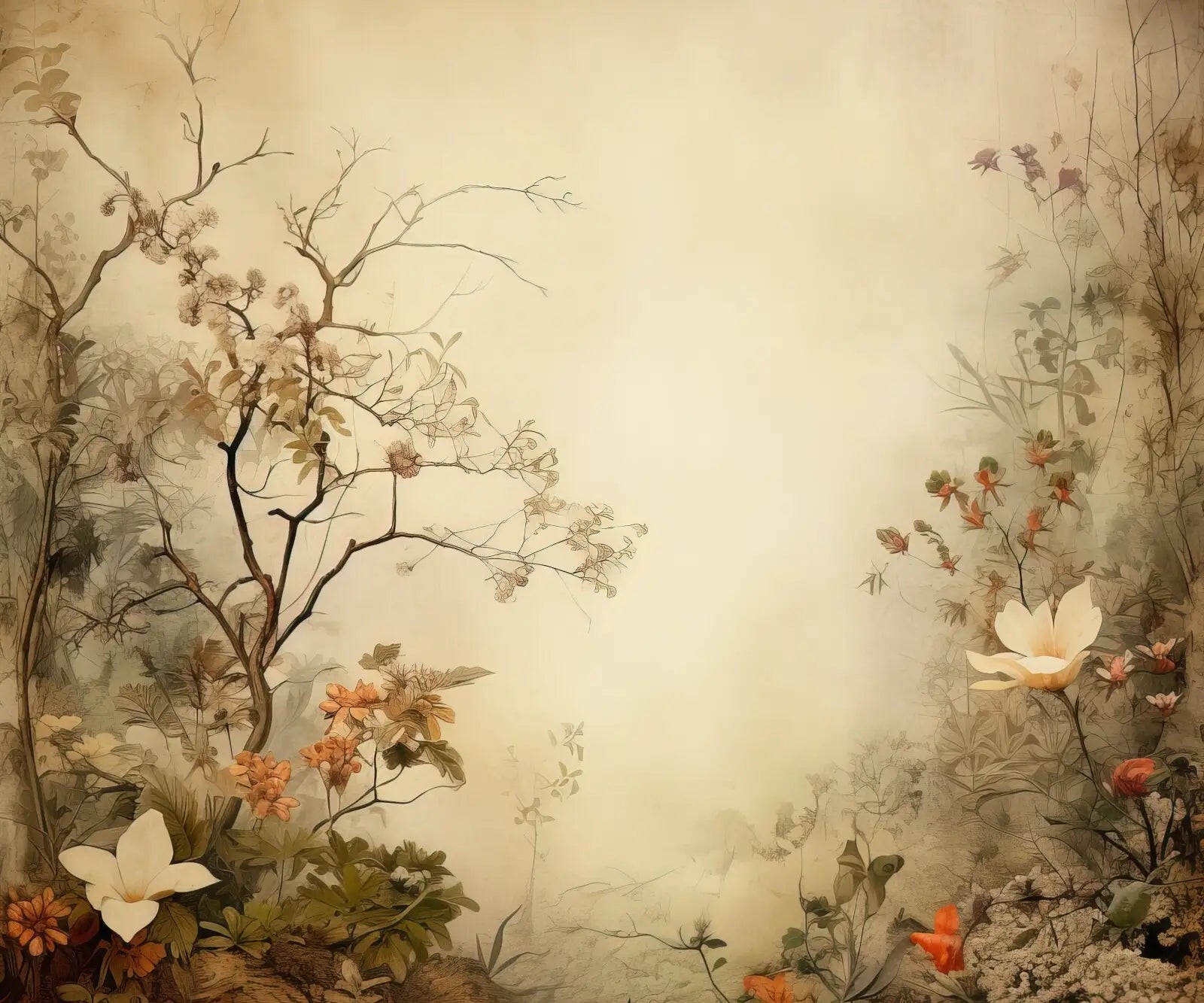 Beige Vintage Floral