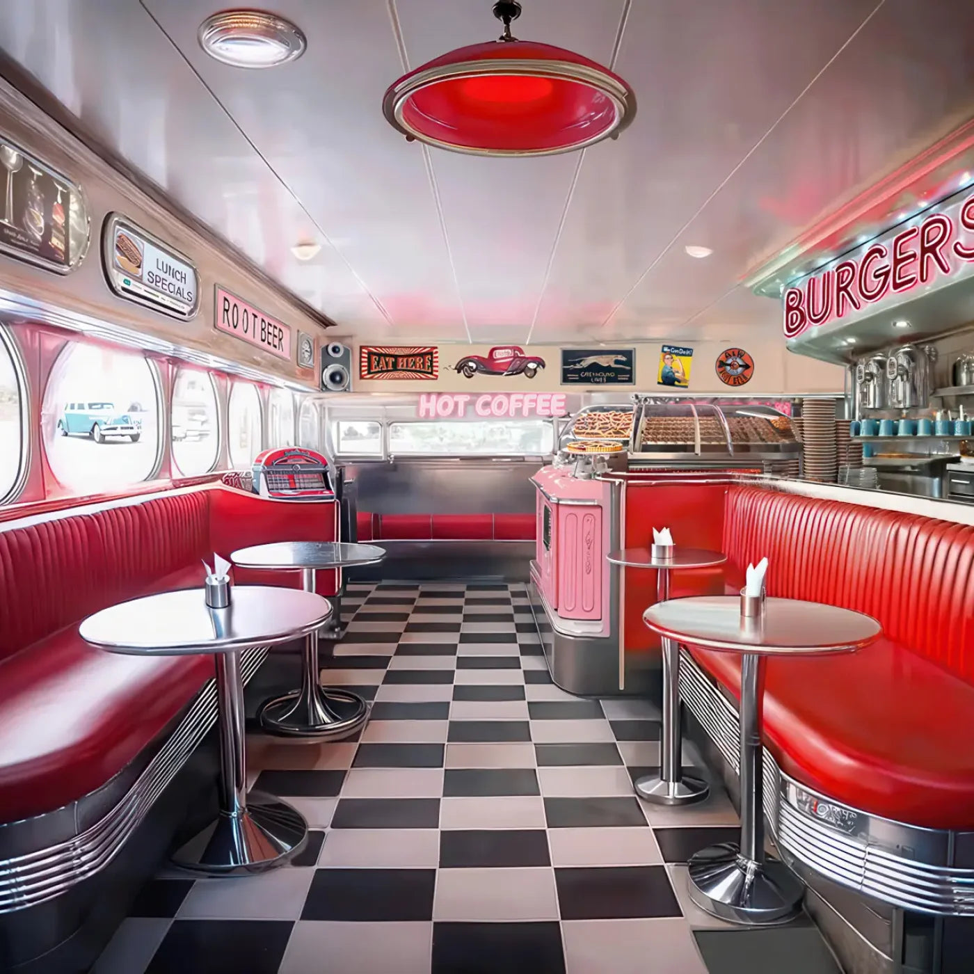 50s Diner 10’x10’ UltraCloth (120 x 120 inch) Backdrop