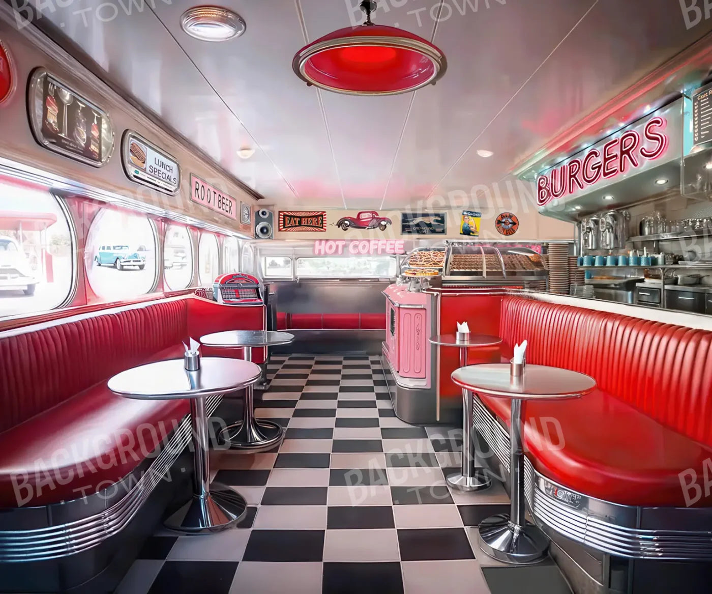 50s Diner 12’x10’ UltraCloth (144 x 120 inch) Backdrop
