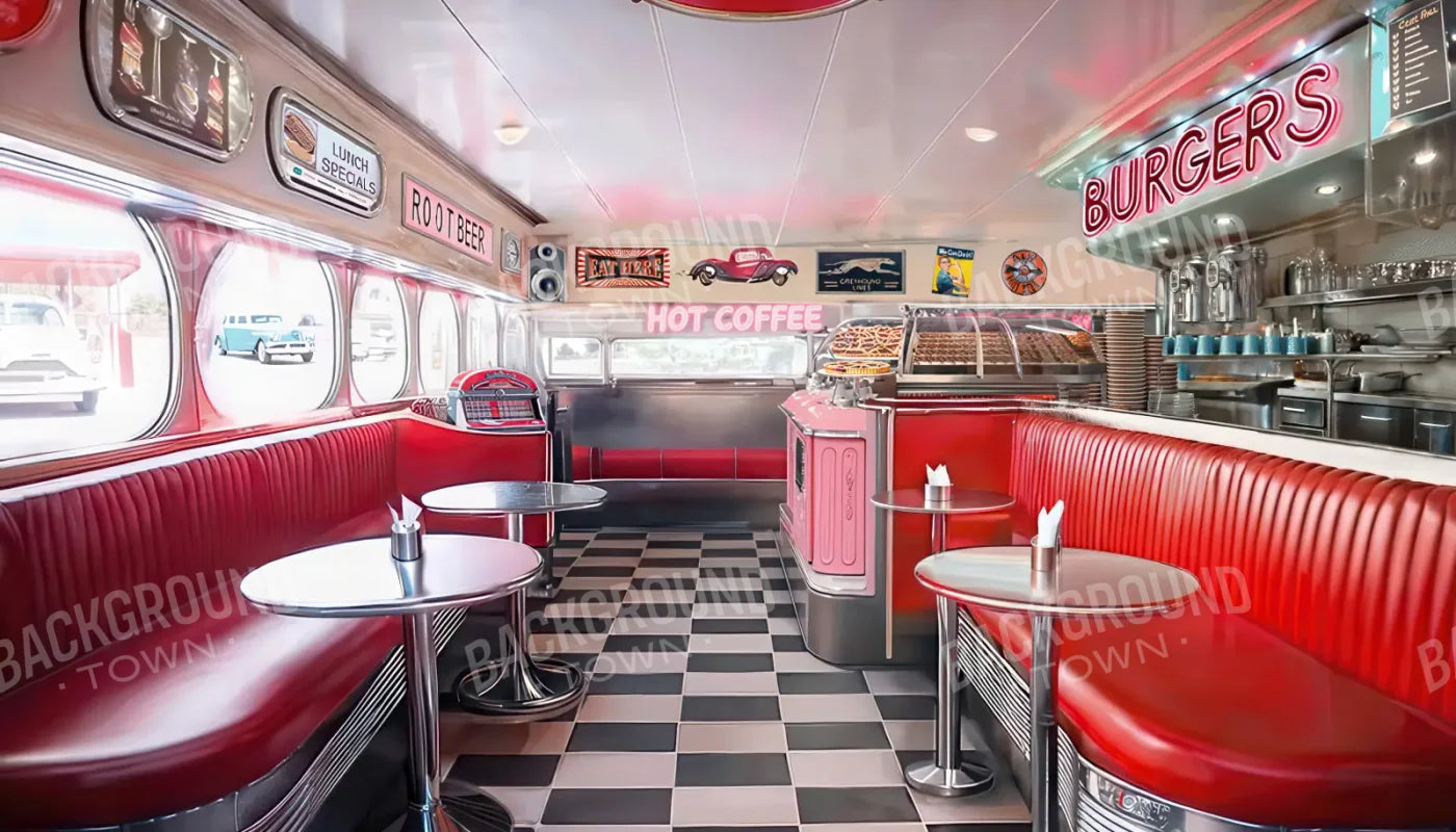 50s Diner 14’x8’ UltraCloth (168 x 96 inch) Backdrop