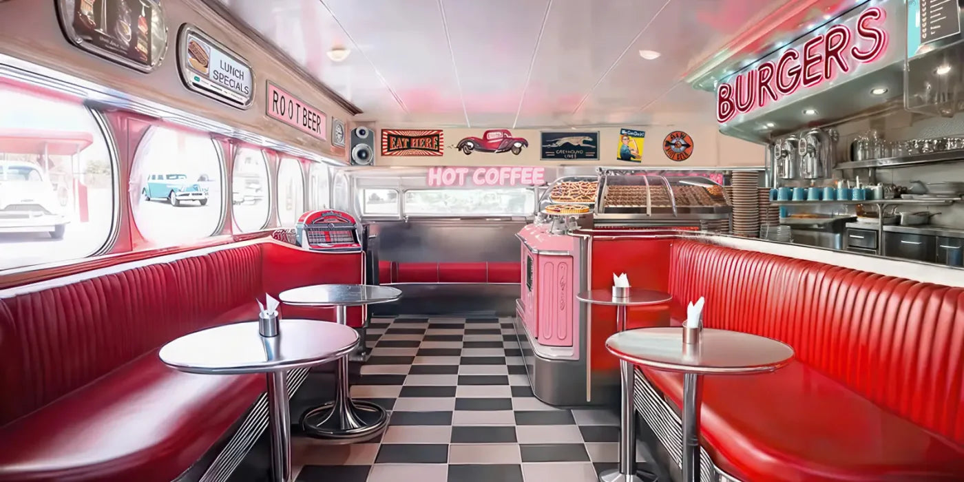 50s Diner 16’x8’ UltraCloth (192 x 96 inch) Backdrop