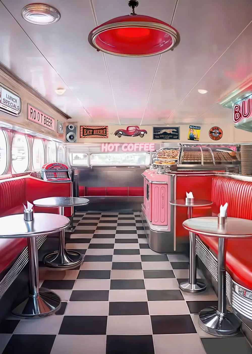 50s Diner 5’x7’ UltraCloth (60 x 84 inch) Backdrop