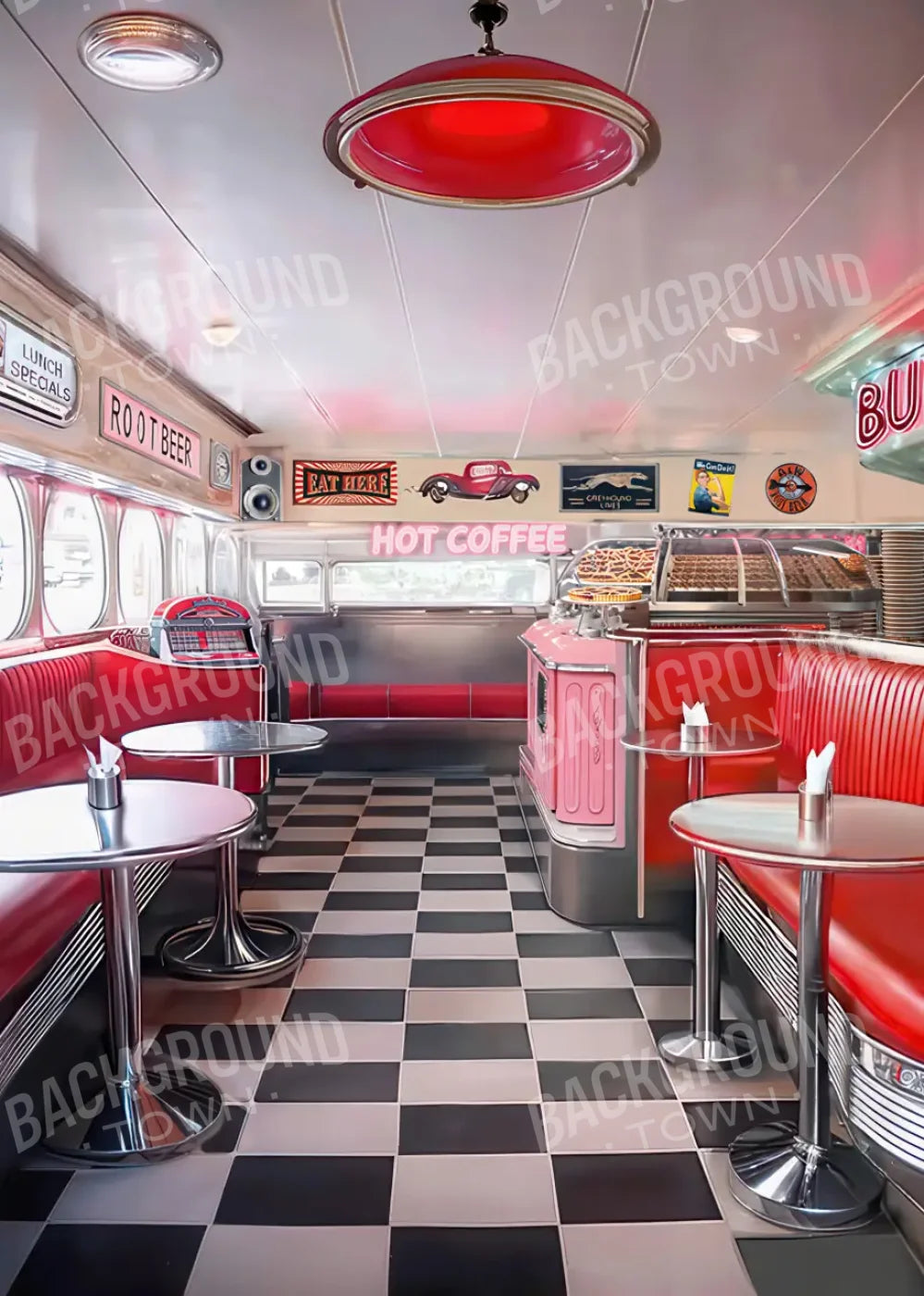 50s Diner 5’x7’ UltraCloth (60 x 84 inch) Backdrop