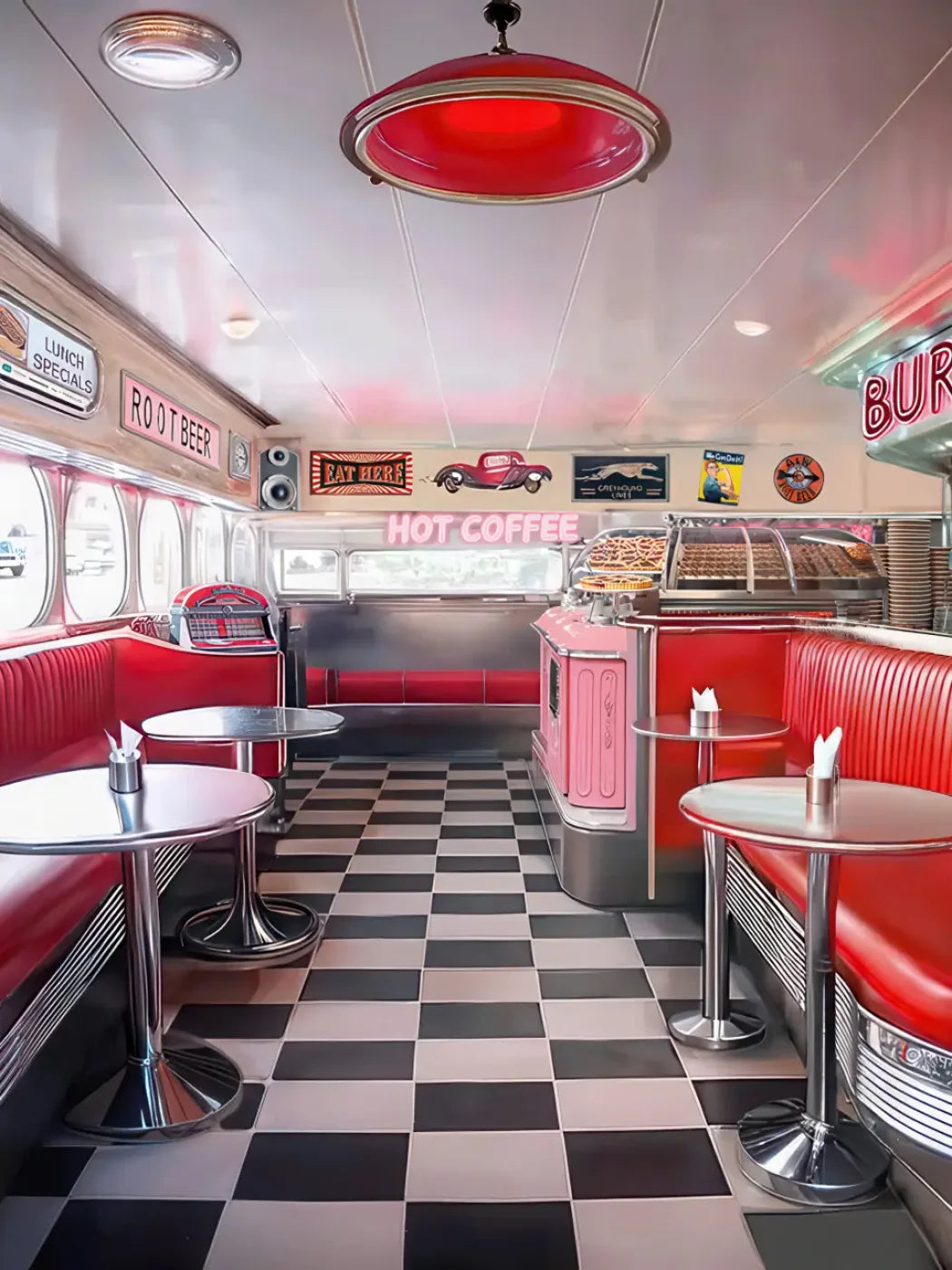 50s Diner 6’x8’ Fleece (72 x 96 inch) Backdrop