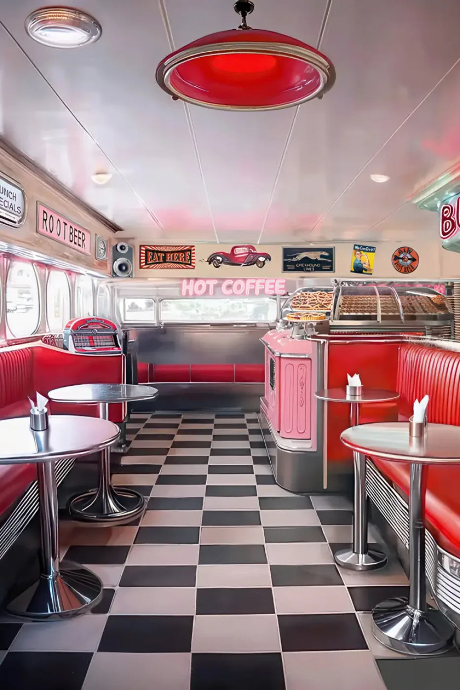 50s Diner 8’x12’ UltraCloth (96 x 144 inch) Backdrop
