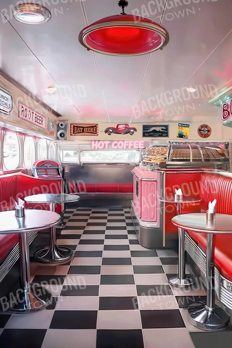 50s Diner 8’x12’ UltraCloth (96 x 144 inch) Backdrop