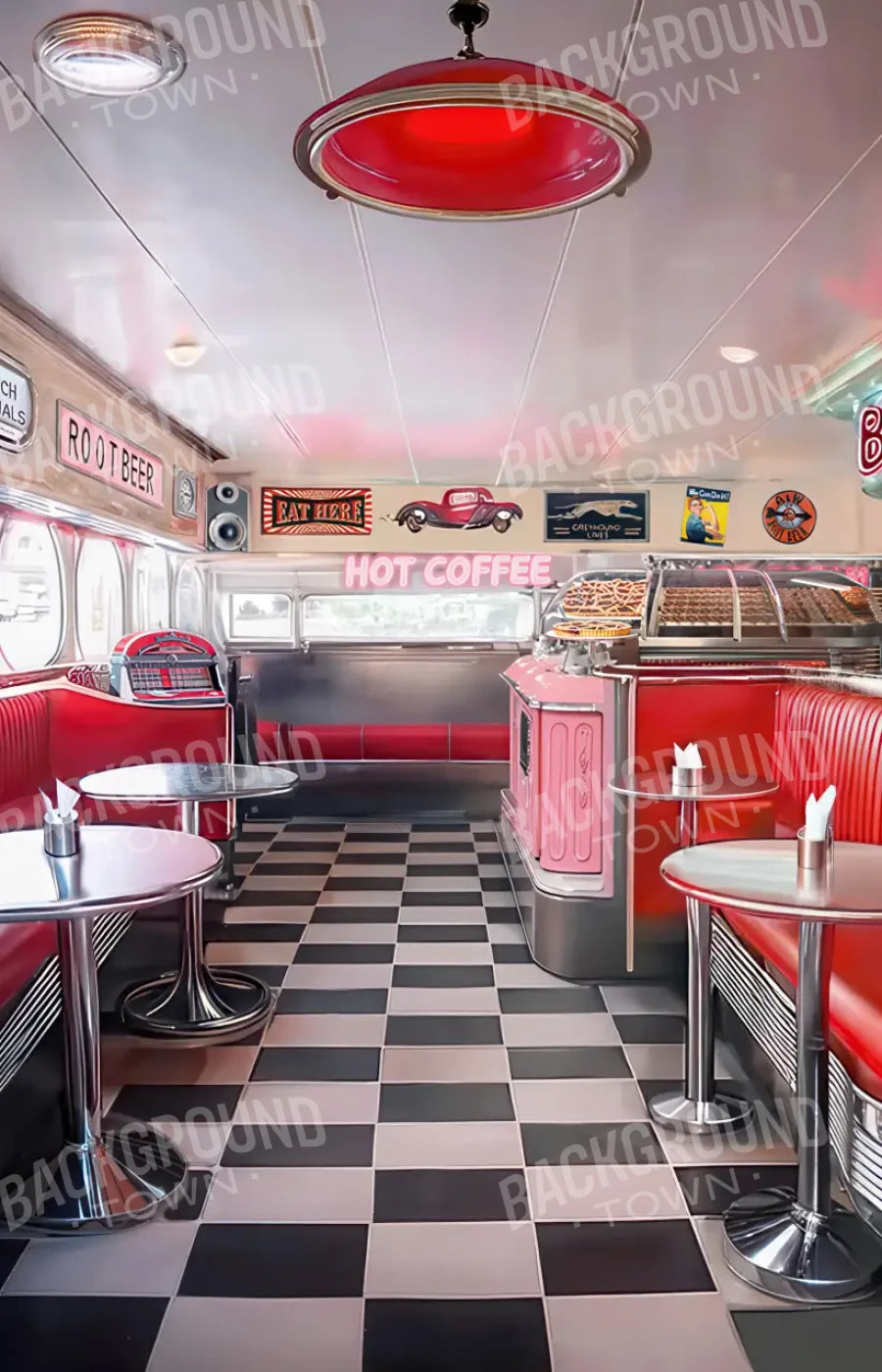 50s Diner 9’x14’ UltraCloth (108 x 168 inch) Backdrop