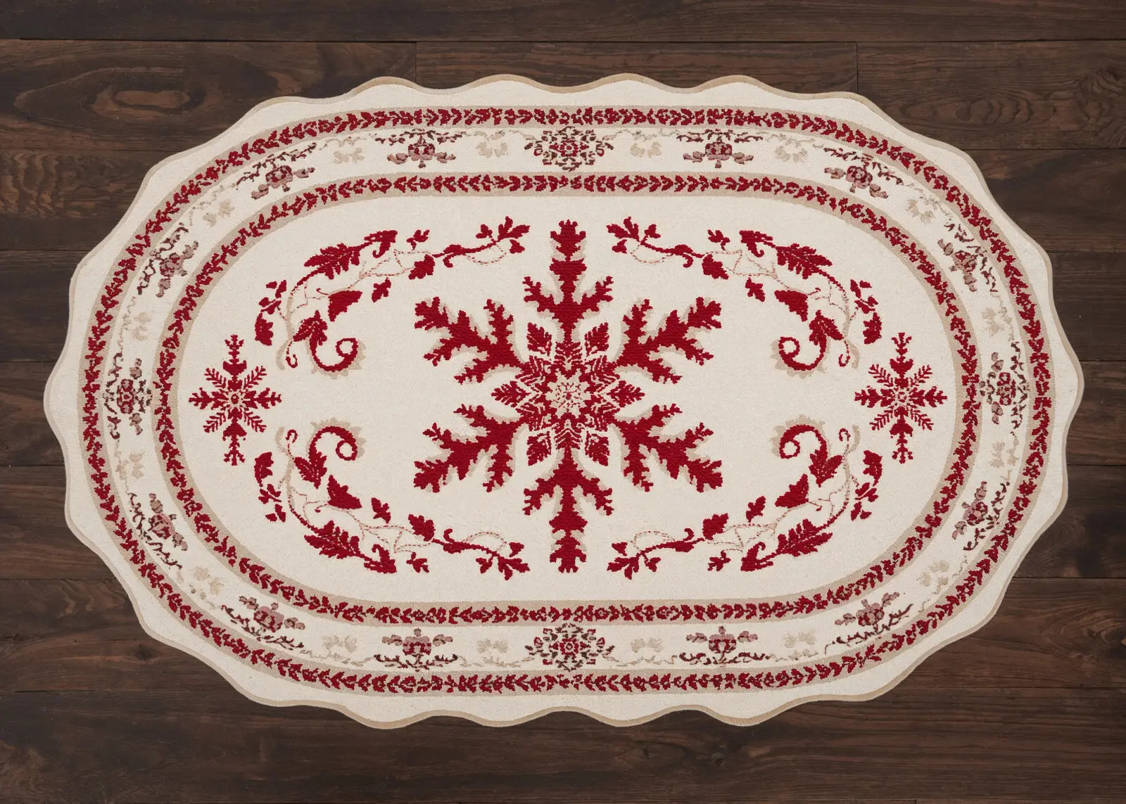 Red Snowflake Rug