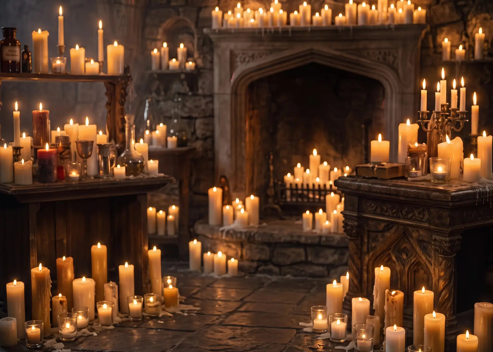 Laura Dark Candle Lit Room