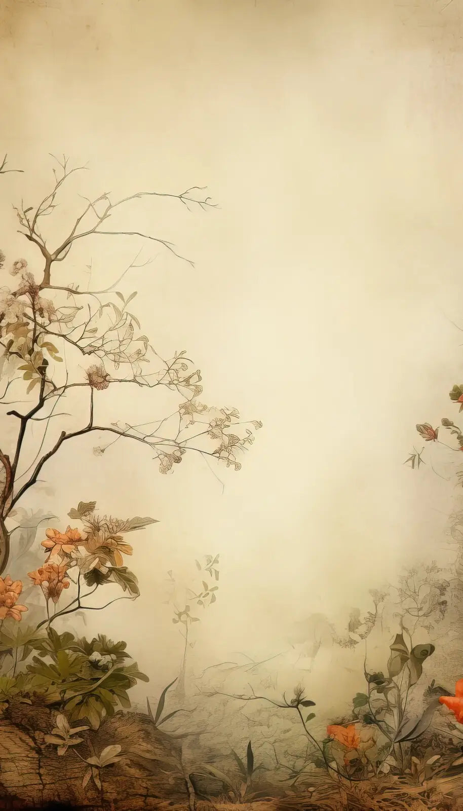 Beige Vintage Floral