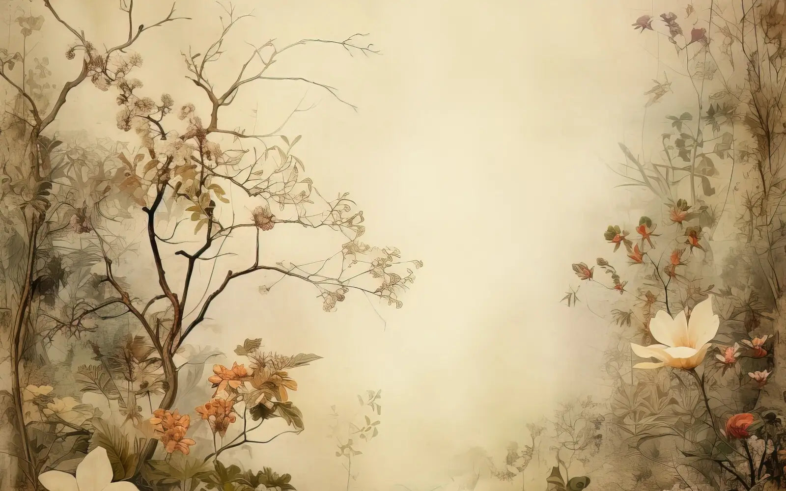 Beige Vintage Floral
