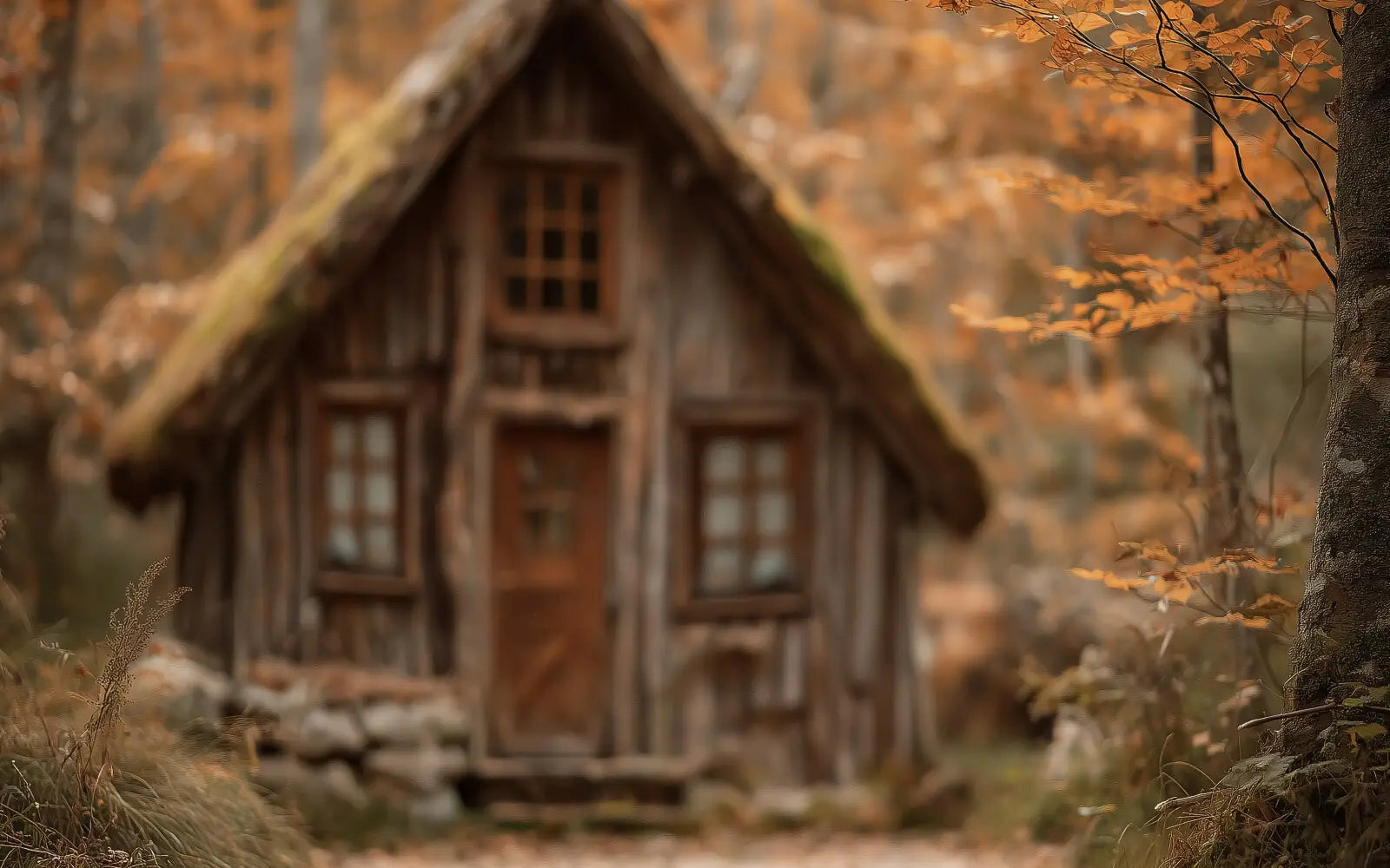 Cottage In Autumn Woods