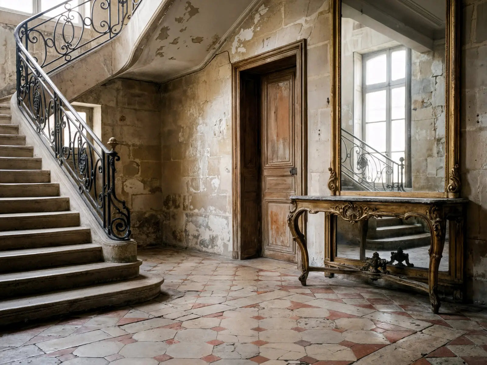 French Tiled Foyer