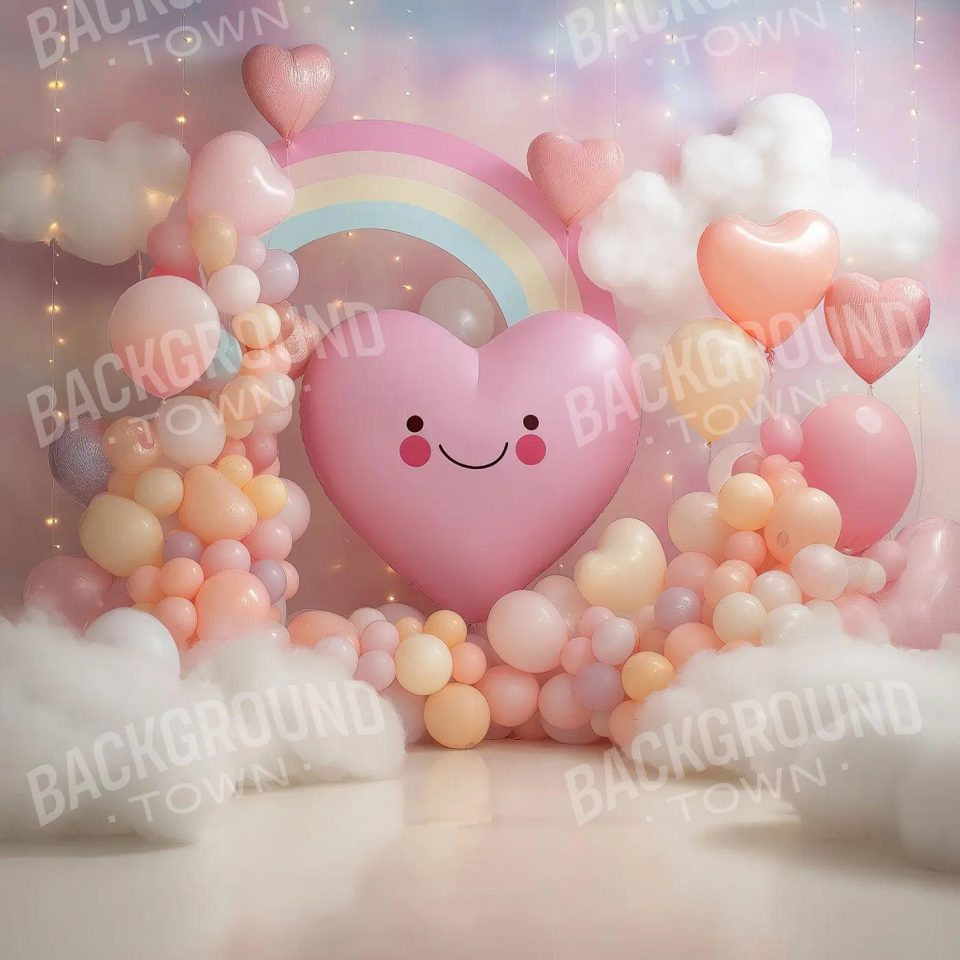 A Happy Heart Balloon 10’x10’ UltraCloth (120 x 120 inch) Backdrop
