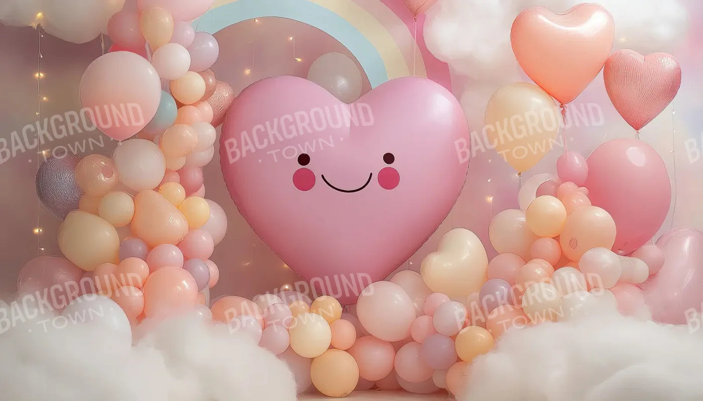 A Happy Heart Balloon 14’x8’ UltraCloth (168 x 96 inch) Backdrop