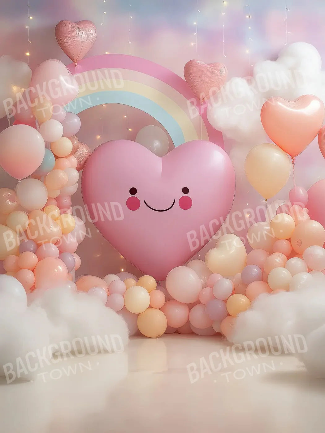 A Happy Heart Balloon 5’x6’8 Fleece (60 x 80 inch) Backdrop
