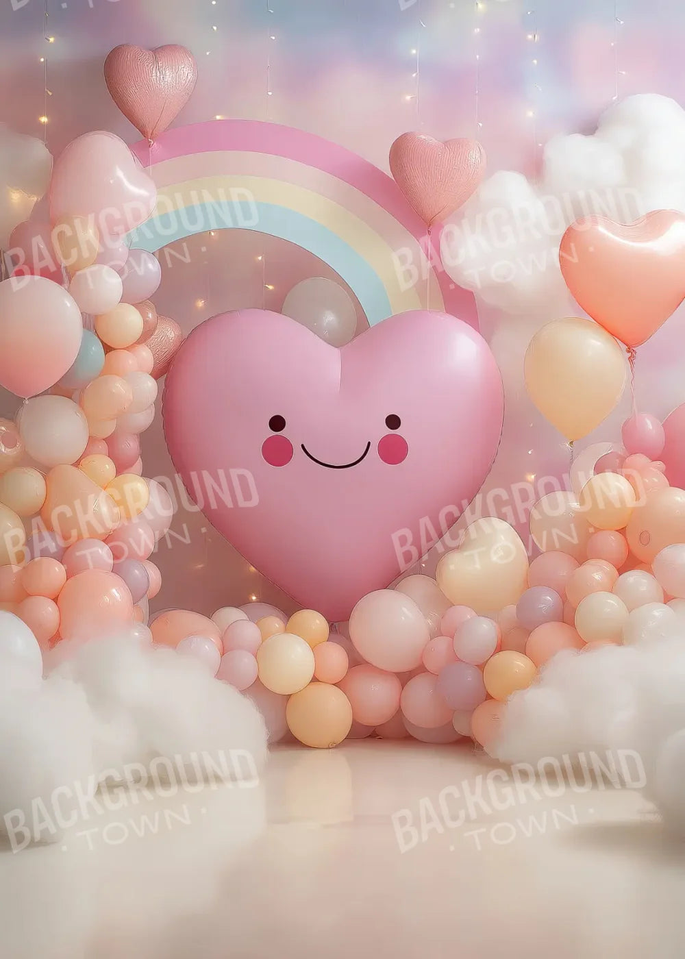 A Happy Heart Balloon 5’x7’ UltraCloth (60 x 84 inch) Backdrop
