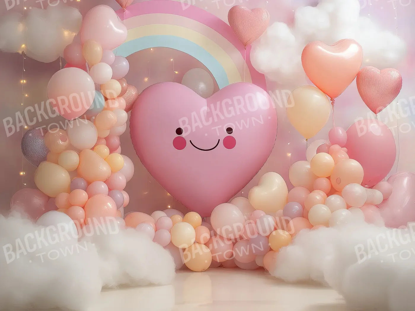 A Happy Heart Balloon 6’8x5’ Fleece (80 x 60 inch) Backdrop