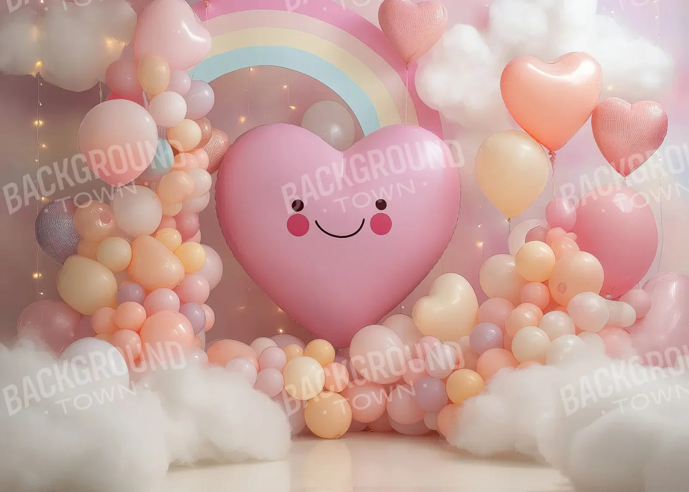 A Happy Heart Balloon 7’x5’ UltraCloth (84 x 60 inch) Backdrop