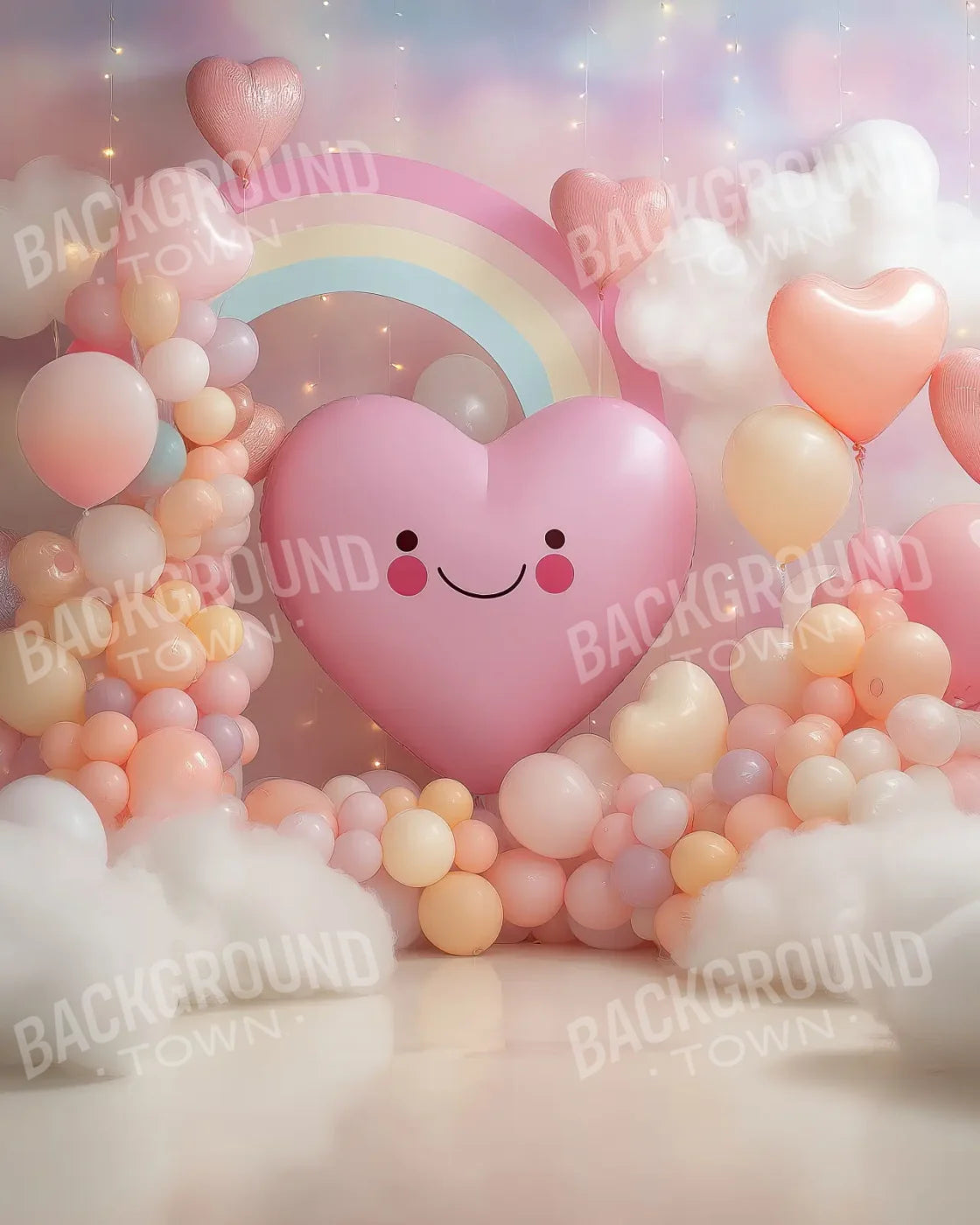A Happy Heart Balloon 8’x10’ Fleece (96 x 120 inch) Backdrop