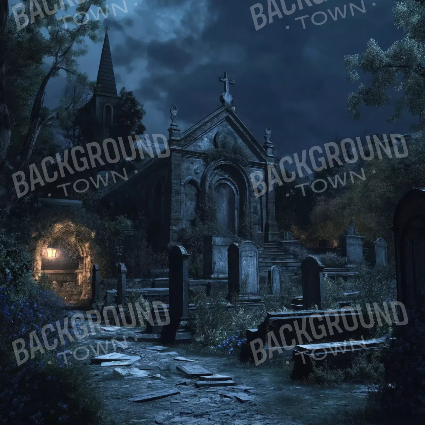 Abandoned Cemetary Home 10’X10’ Ultracloth (120 X Inch) Backdrop