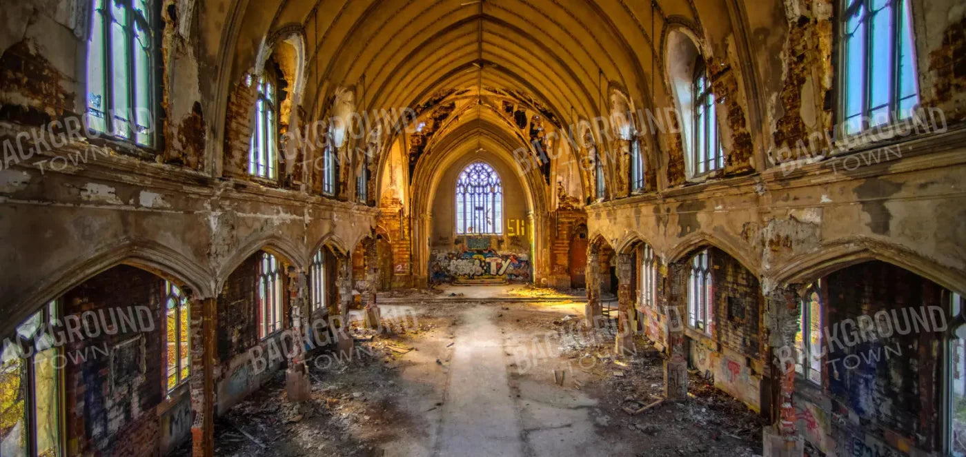 Abandoned Church 16X8 Ultracloth ( 192 X 96 Inch ) Backdrop