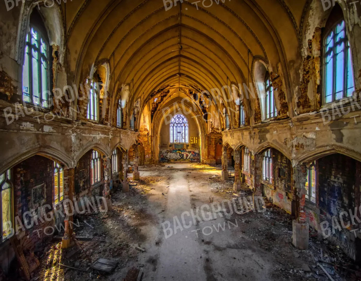 Abandoned Church 8X6 Fleece ( 96 X 72 Inch ) Backdrop