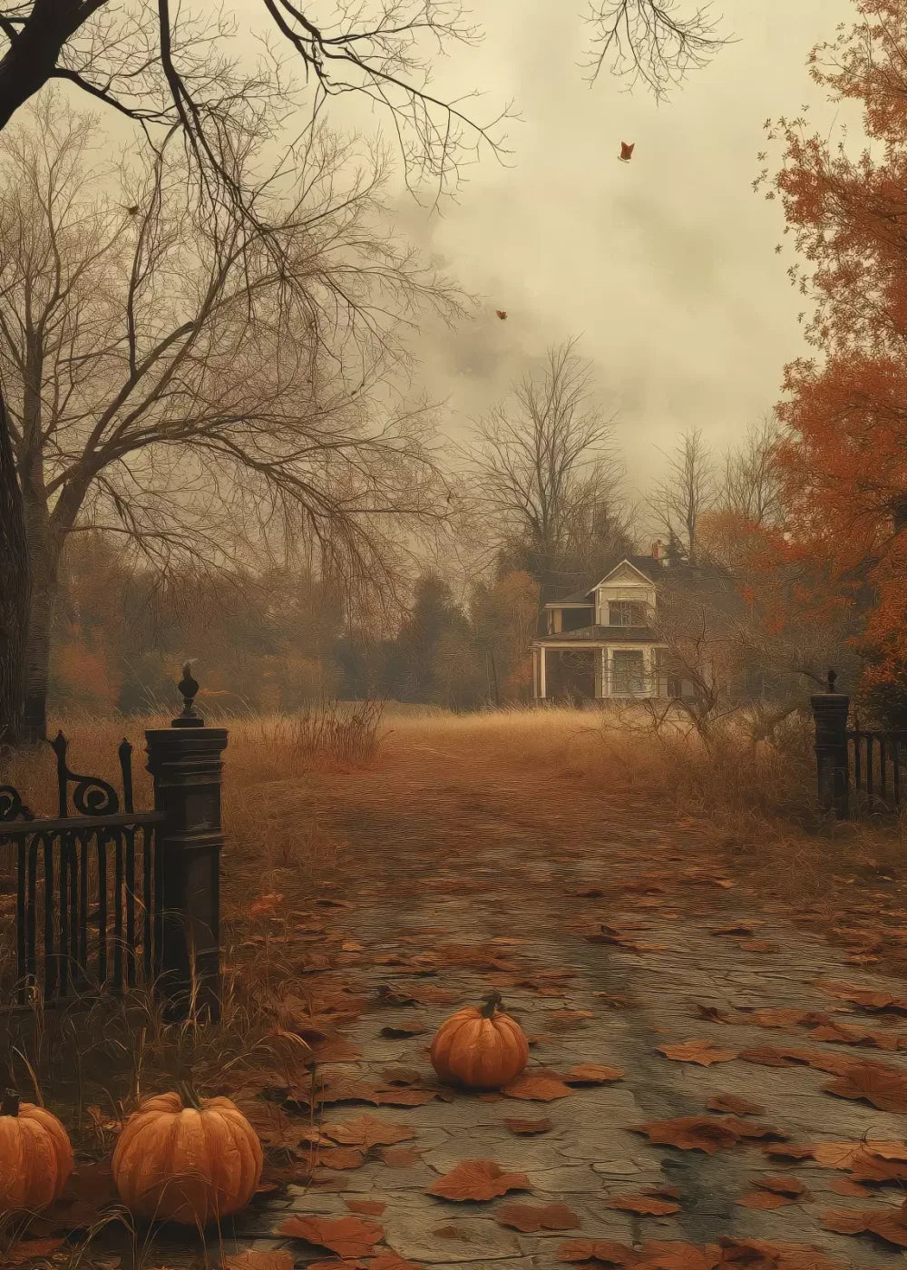 Abandoned Fall Drive 5’X7’ Ultracloth (60 X 84 Inch) Backdrop