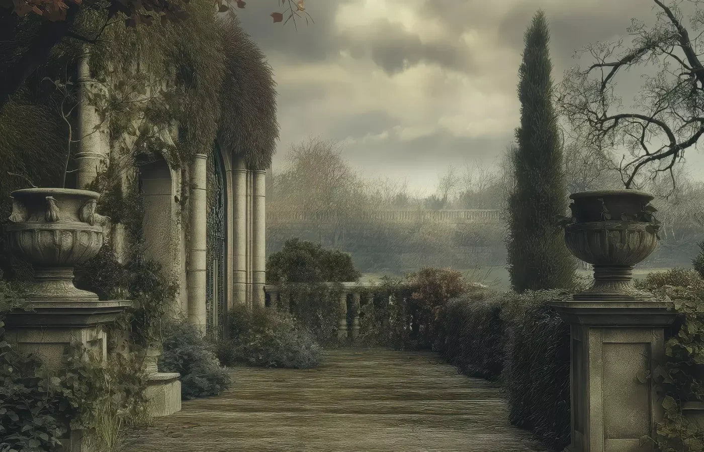Abandoned Garden Overlook 14’X9’ Ultracloth (168 X 108 Inch) Backdrop