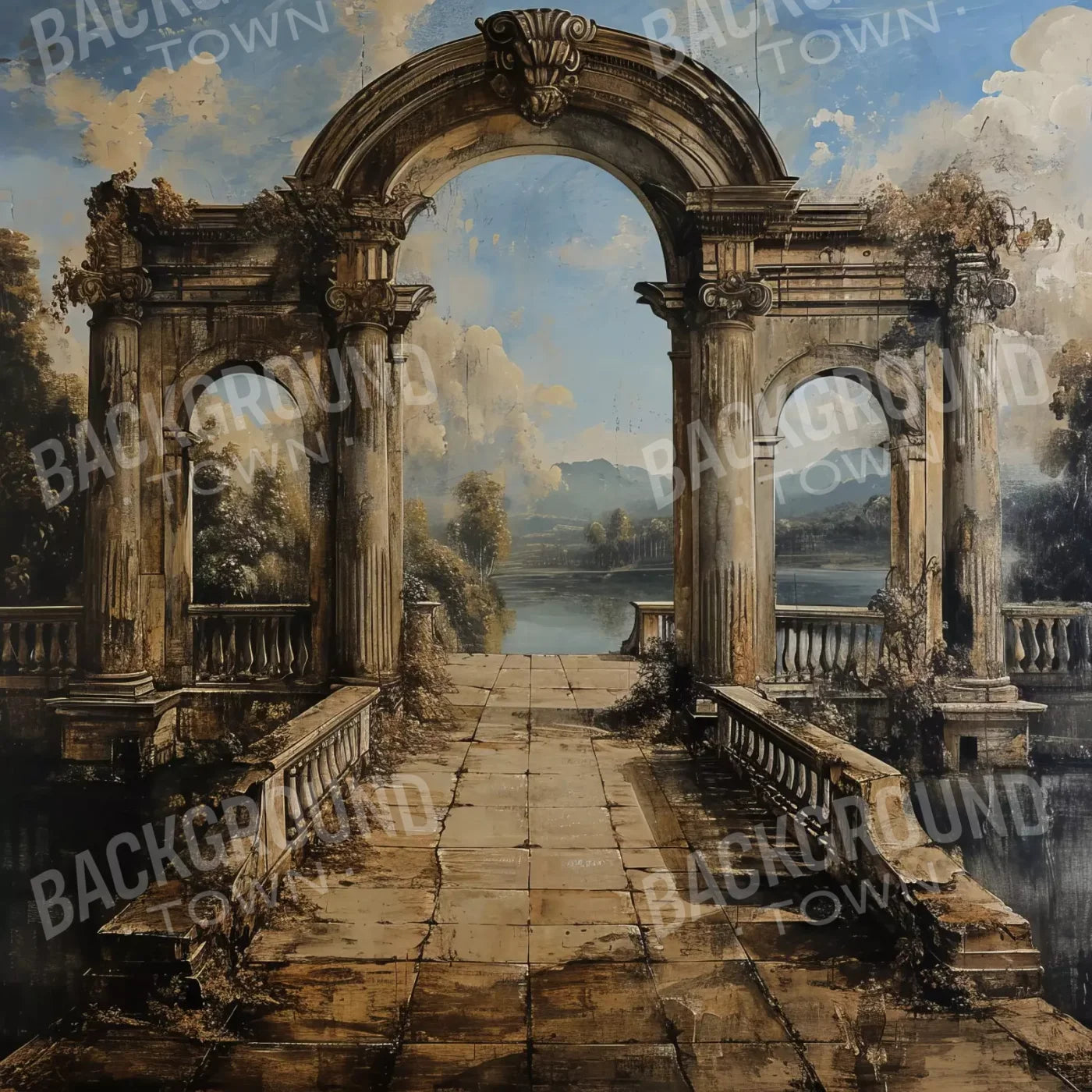 Abandoned Garden Walkway 10’X10’ Ultracloth (120 X Inch) Backdrop