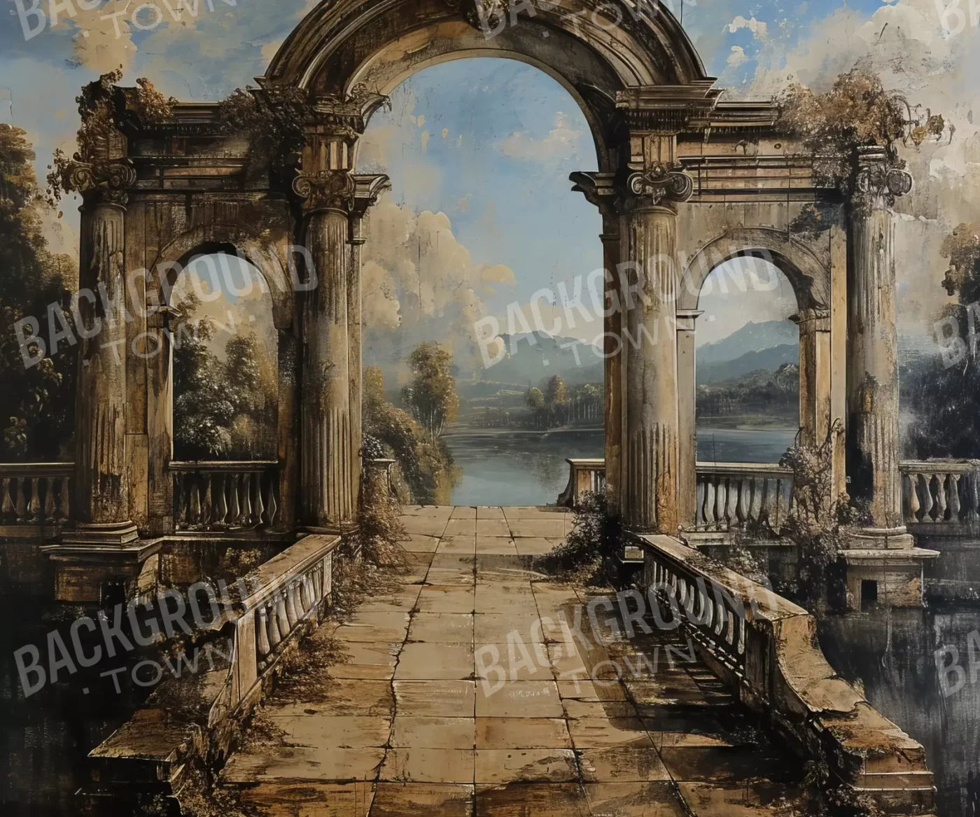 Abandoned Garden Walkway 12’X10’ Ultracloth (144 X 120 Inch) Backdrop