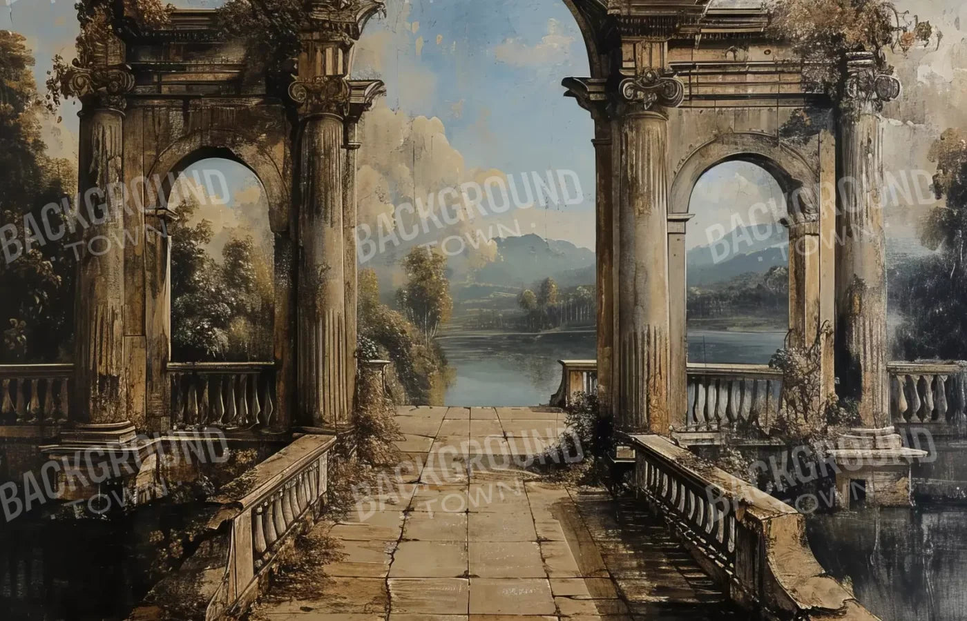 Abandoned Garden Walkway 14’X9’ Ultracloth (168 X 108 Inch) Backdrop