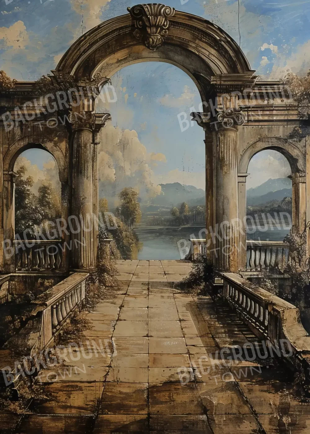 Abandoned Garden Walkway 5’X7’ Ultracloth (60 X 84 Inch) Backdrop