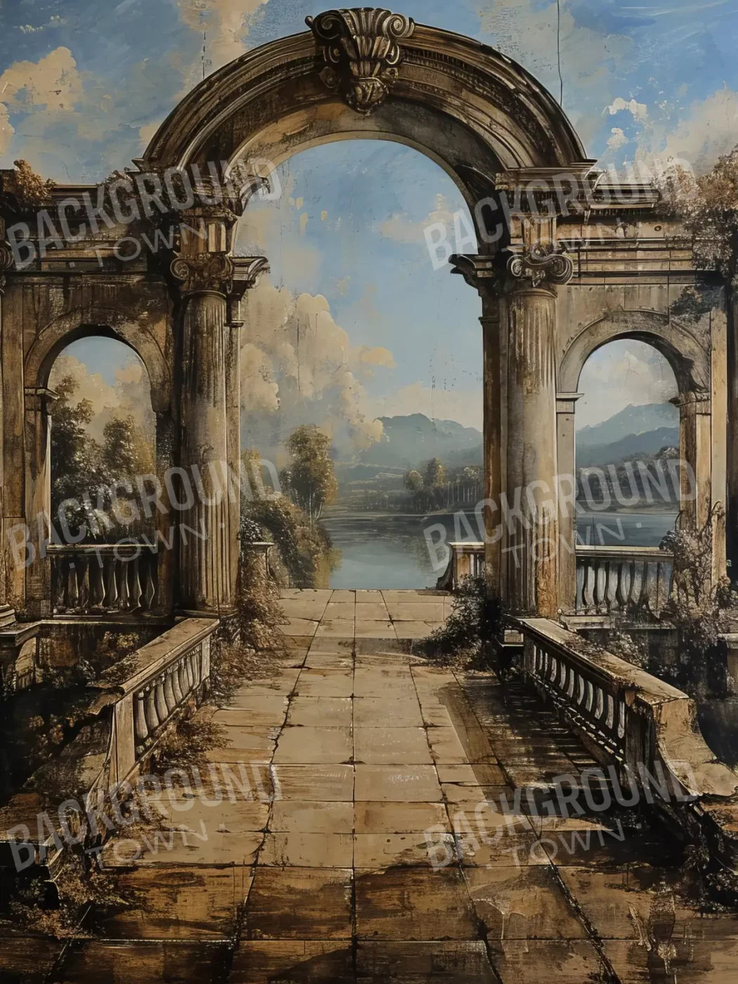 Abandoned Garden Walkway 6’X8’ Fleece (72 X 96 Inch) Backdrop