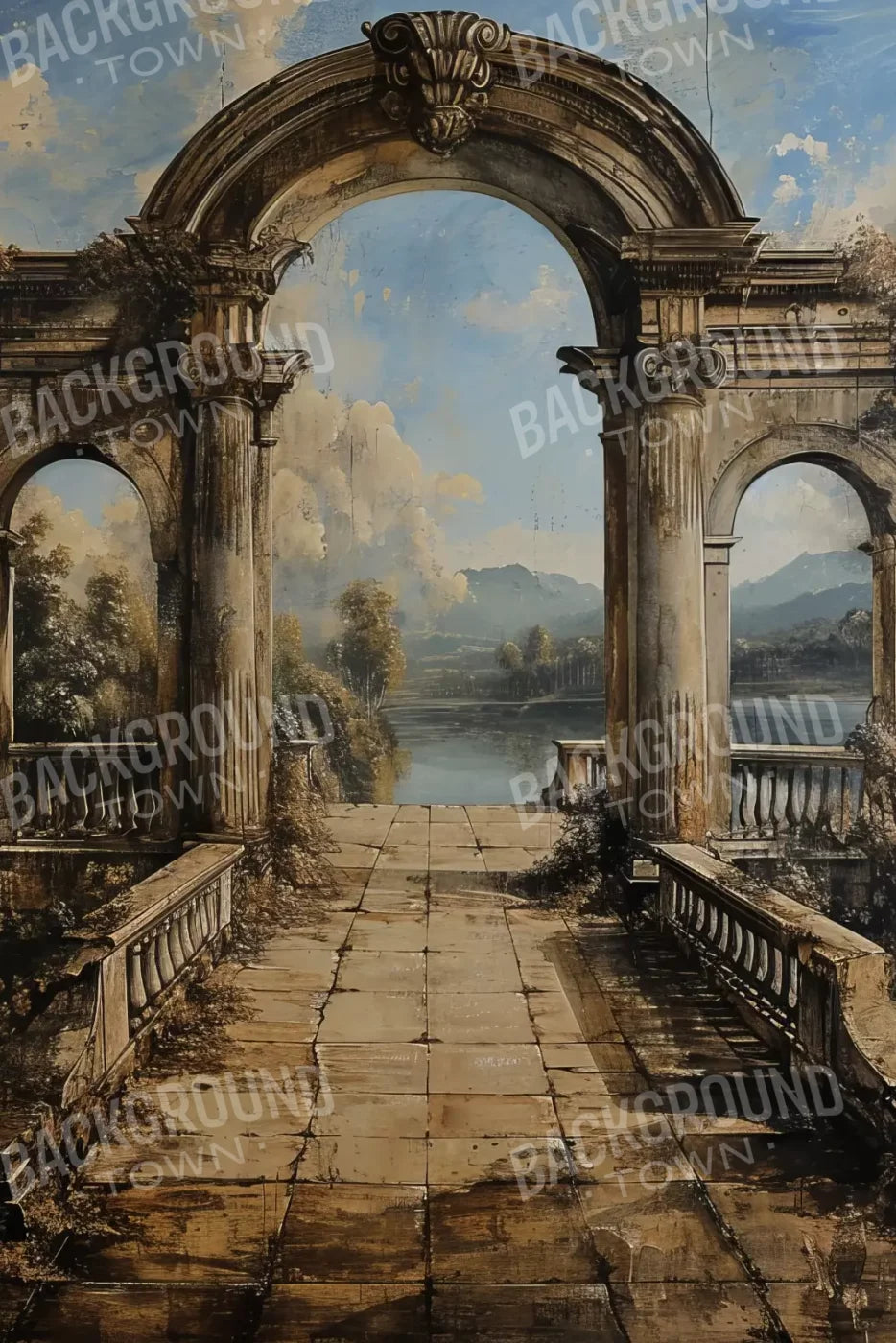 Abandoned Garden Walkway 8’X12’ Ultracloth (96 X 144 Inch) Backdrop