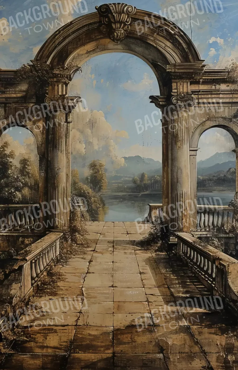 Abandoned Garden Walkway 9’X14’ Ultracloth (108 X 168 Inch) Backdrop