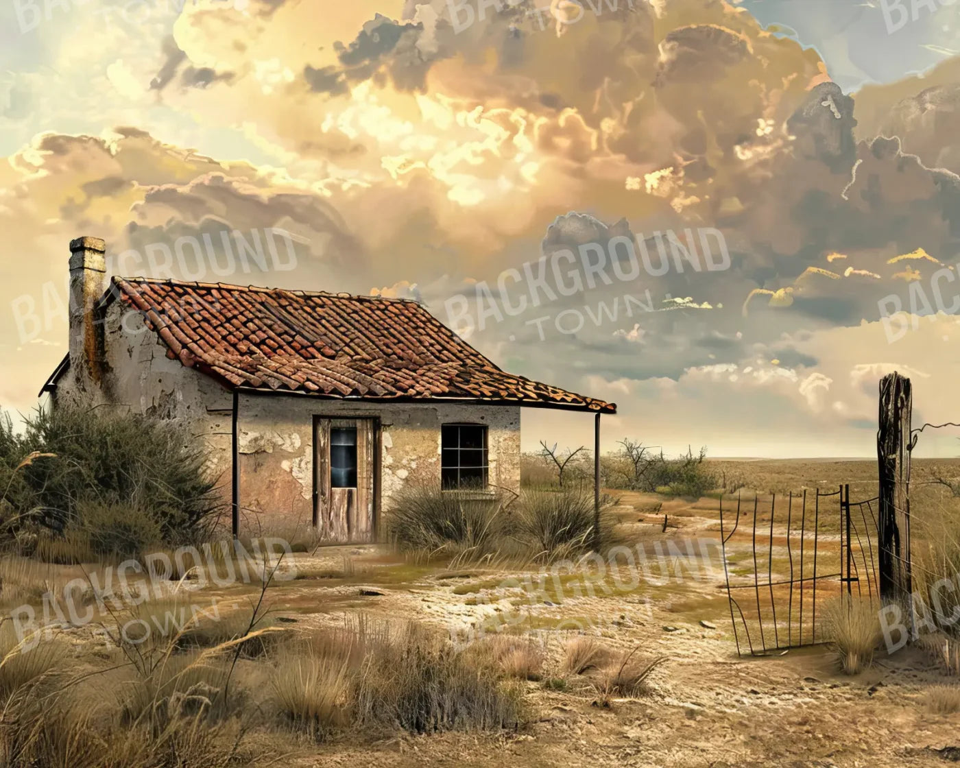 Abandoned House In The Desert 10’x8’ Fleece (120 x 96 inch) Backdrop