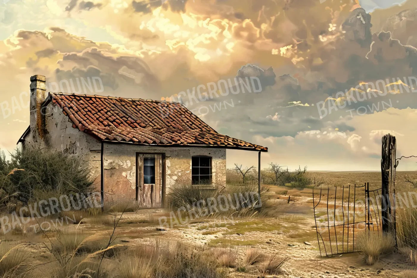Abandoned House In The Desert 12’x8’ UltraCloth (144 x 96 inch) Backdrop