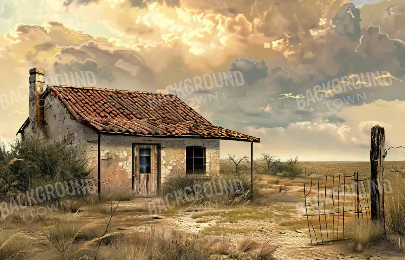 Abandoned House In The Desert 14’x9’ UltraCloth (168 x 108 inch) Backdrop
