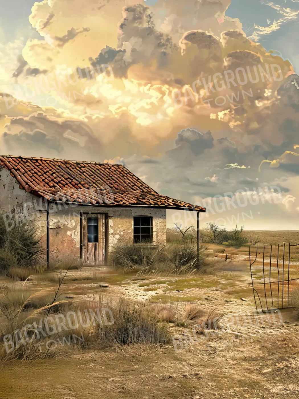 Abandoned House In The Desert 6’x8’ Fleece (72 x 96 inch) Backdrop