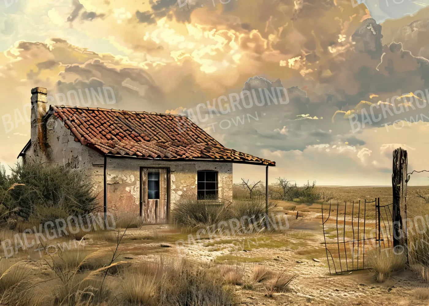 Abandoned House In The Desert 7’x5’ UltraCloth (84 x 60 inch) Backdrop