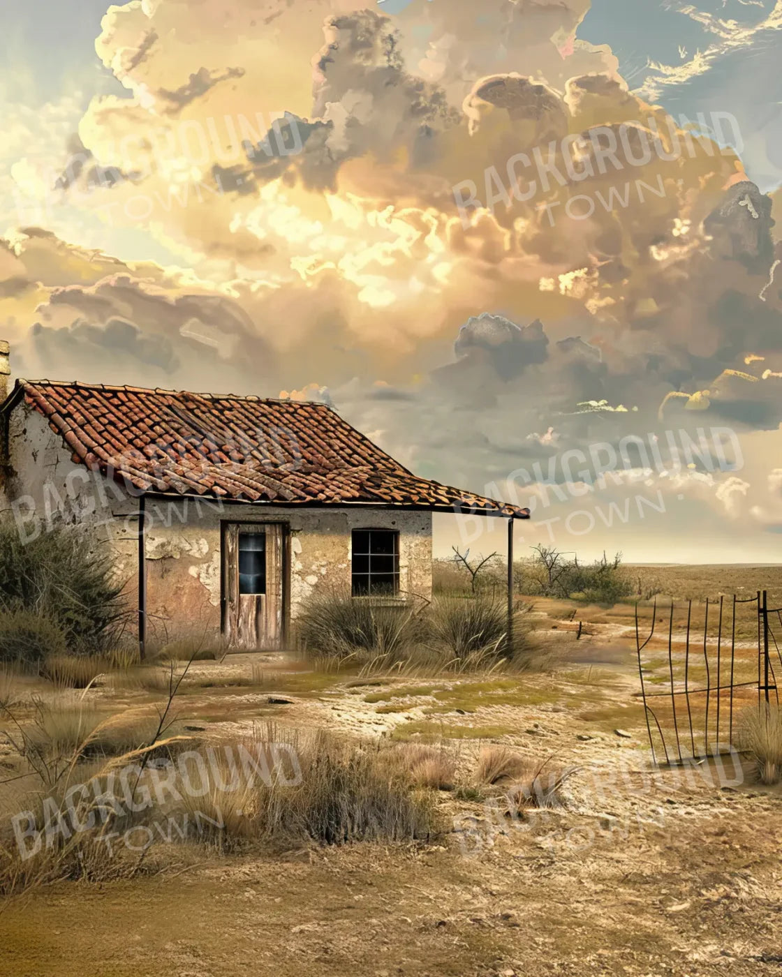 Abandoned House In The Desert 8’x10’ Fleece (96 x 120 inch) Backdrop