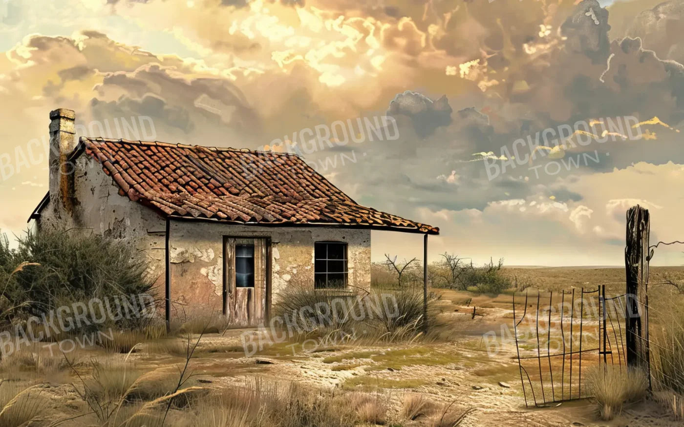 Abandoned House In The Desert 8’x5’ UltraCloth (96 x 60 inch) Backdrop