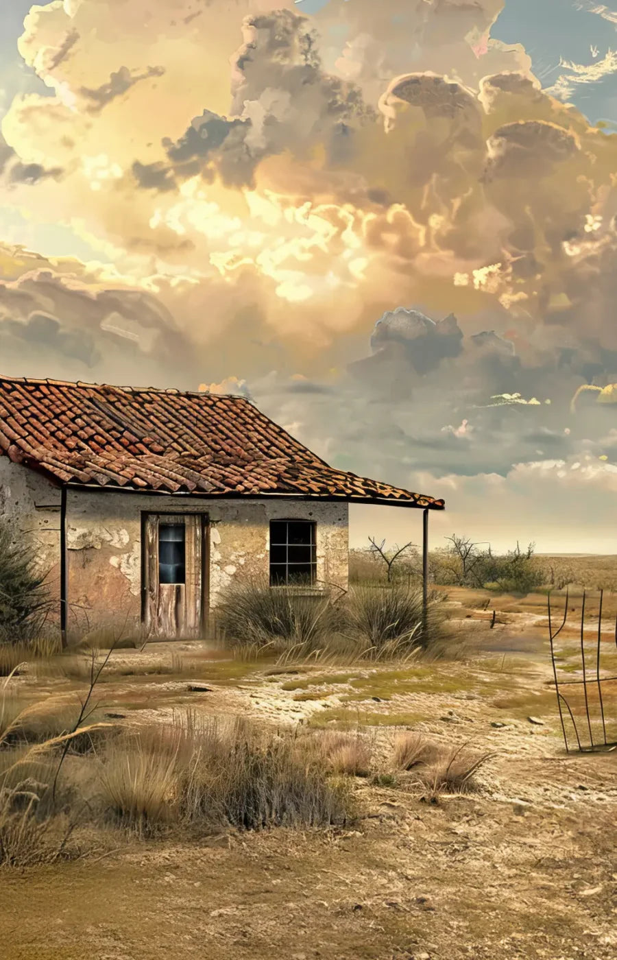 Abandoned House In The Desert Backdrop