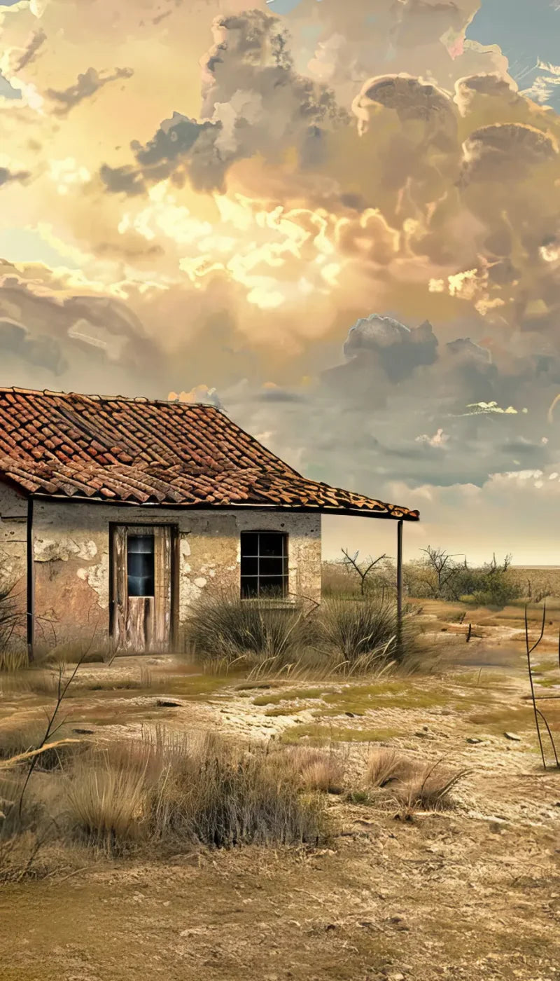 Abandoned House In The Desert Backdrop
