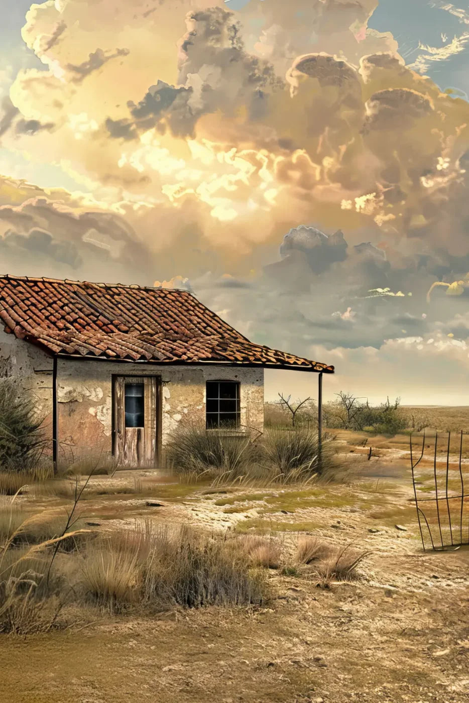 Abandoned House In The Desert Backdrop