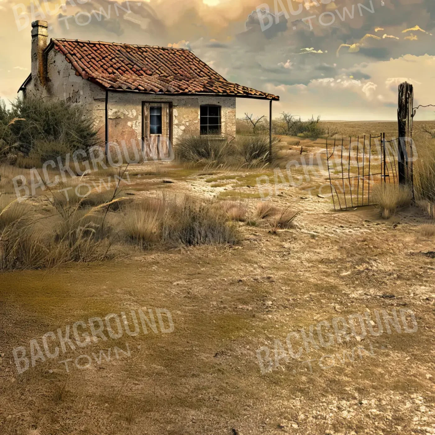 Abandoned House In The Desert Sweep 8’x8’ Fleece (96 x 96 inch) Backdrop