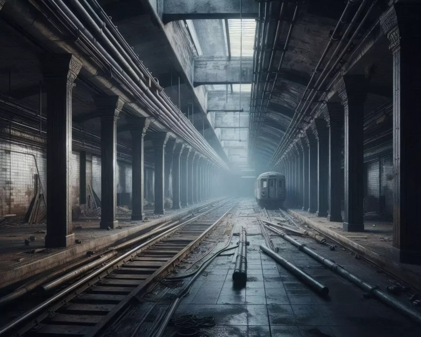Abandoned Subway 10’X8’ Fleece (120 X 96 Inch) Backdrop