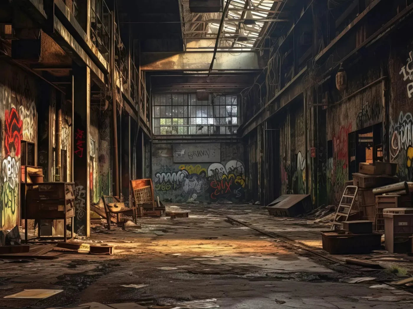 Abandoned Warehouse I 10X8 Fleece ( 120 X 96 Inch ) Backdrop